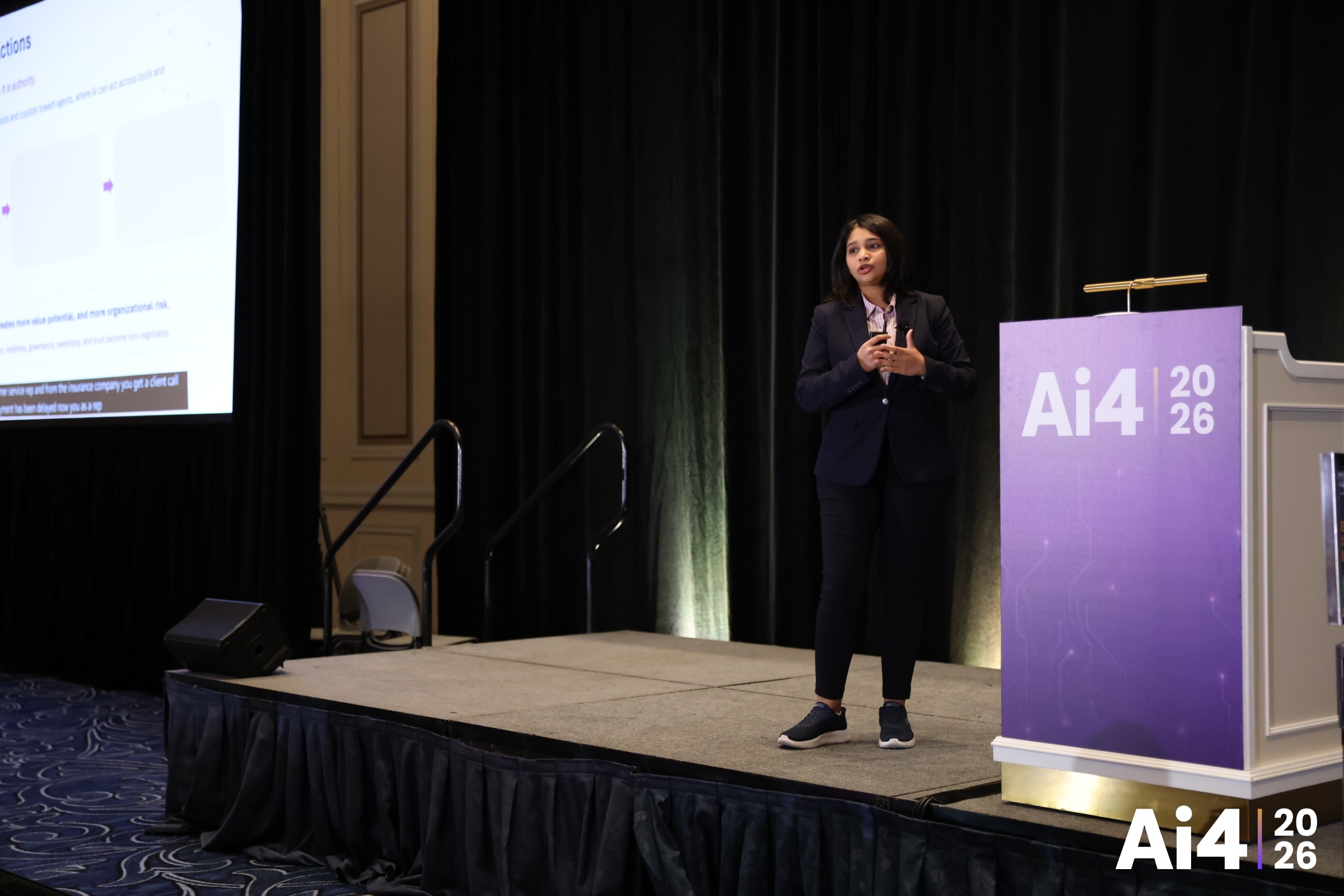 Nemo Dighe presenting onstage at Ai4 2026